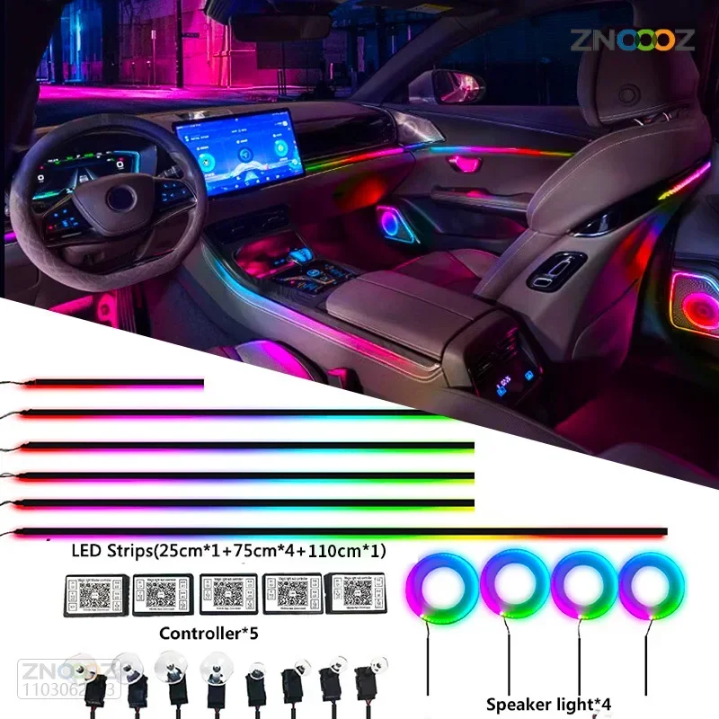 18 em 1 neon interior do carro - Led Ambient Interior Car Lights App Control avaliação e preço